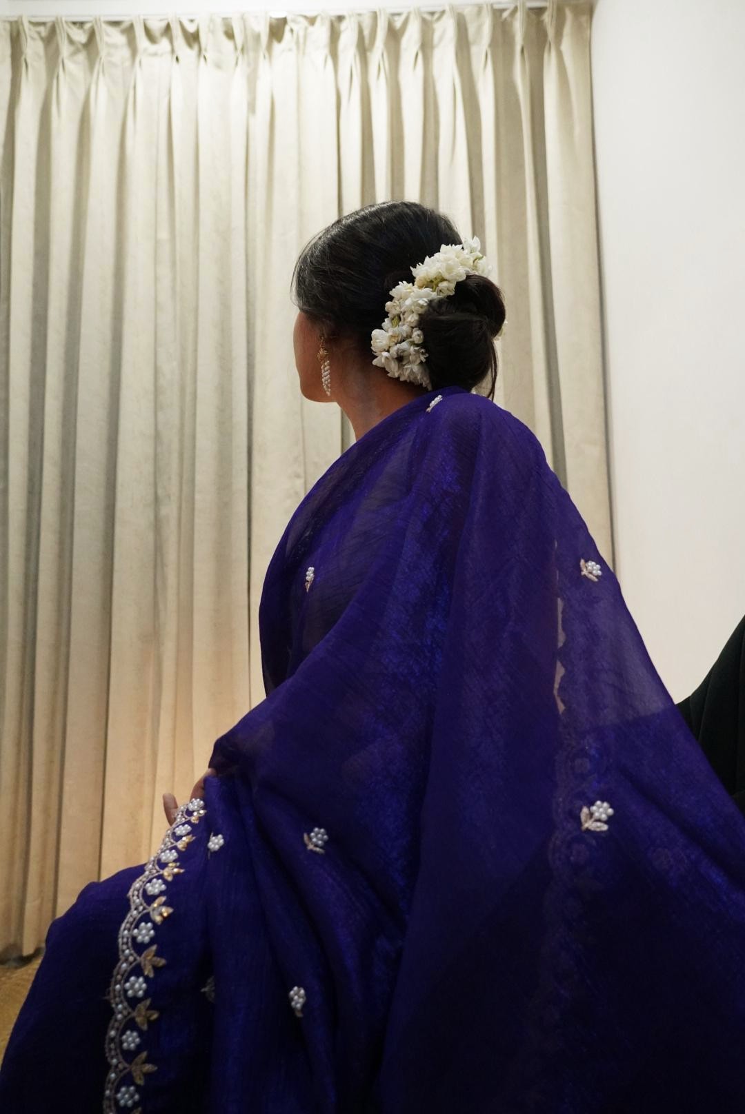 Violet pearl slik saree