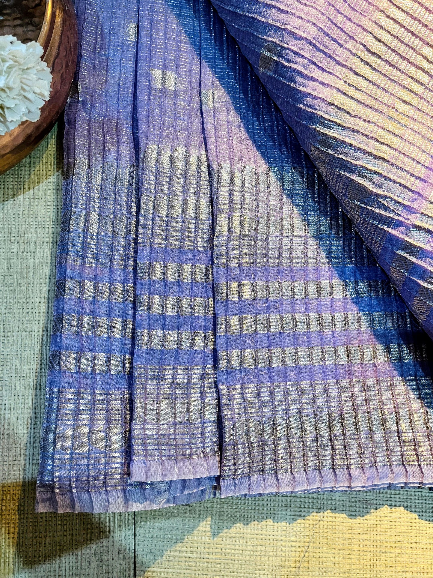 Violet silver chanderi saree