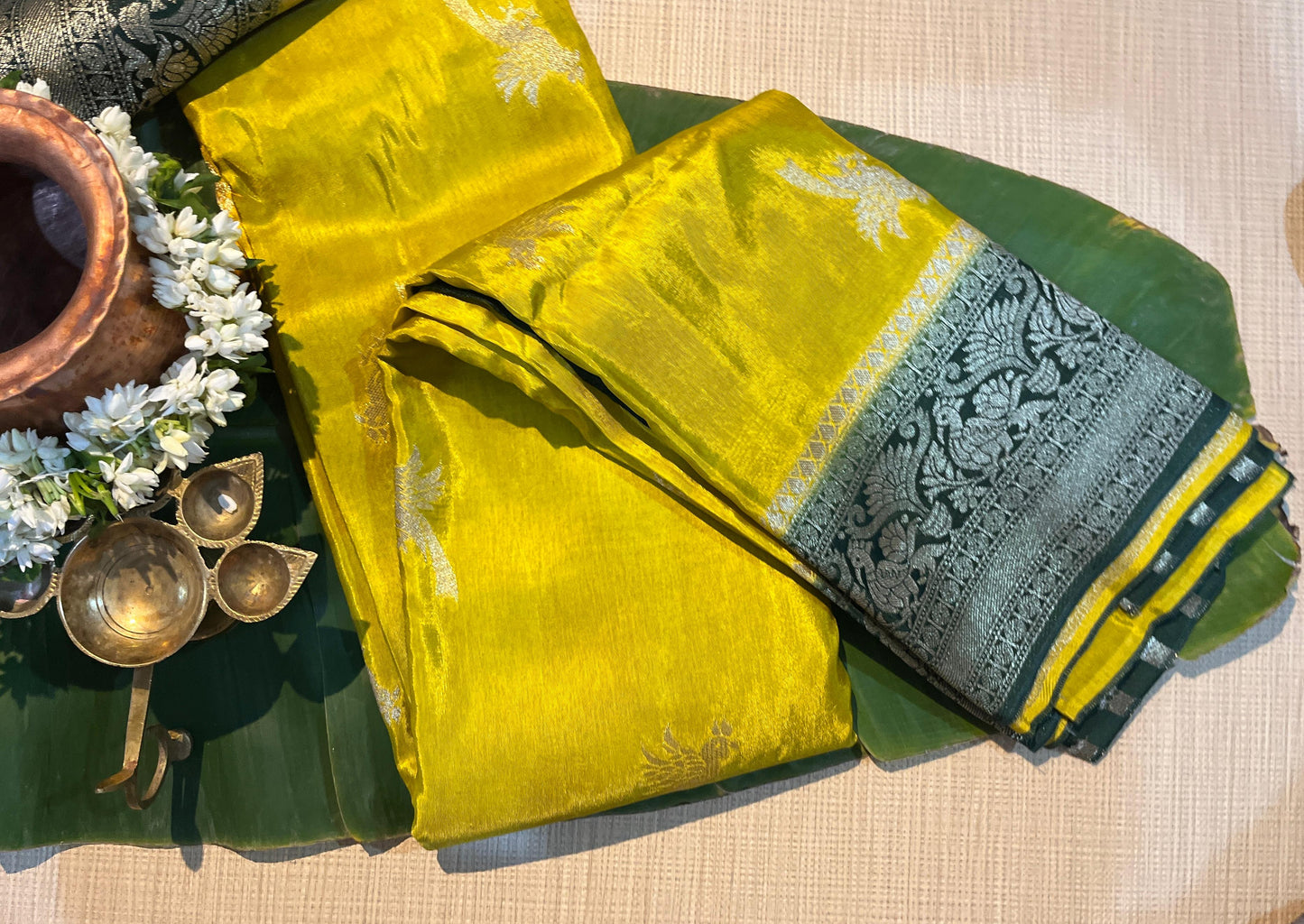Parrot silver Zari Kanchi