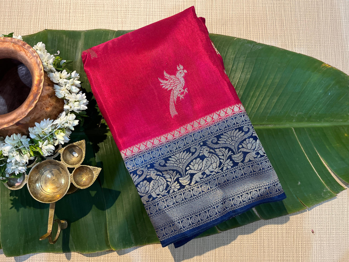 Parrot silver Zari Kanchi