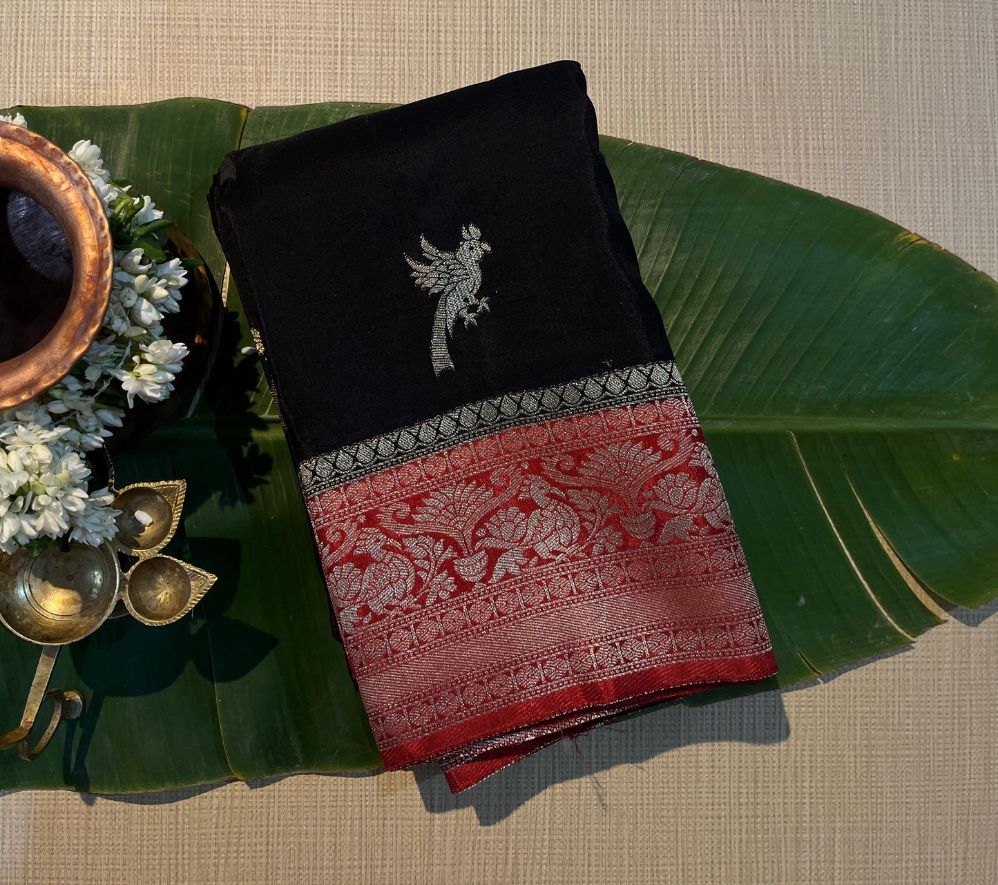 Parrot silver Zari Kanchi
