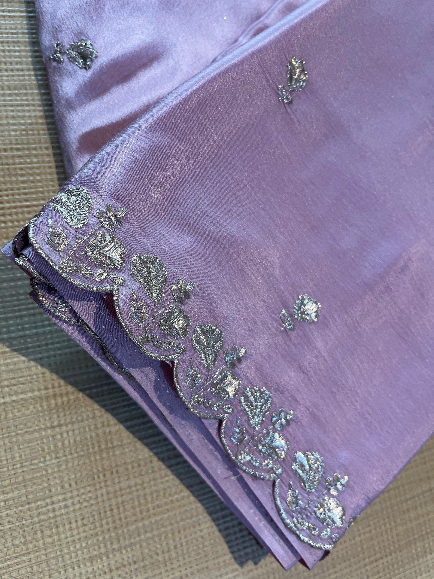 Chiffon silver thread Saree