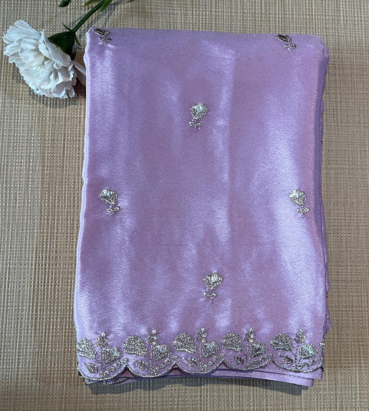 Chiffon silver thread Saree