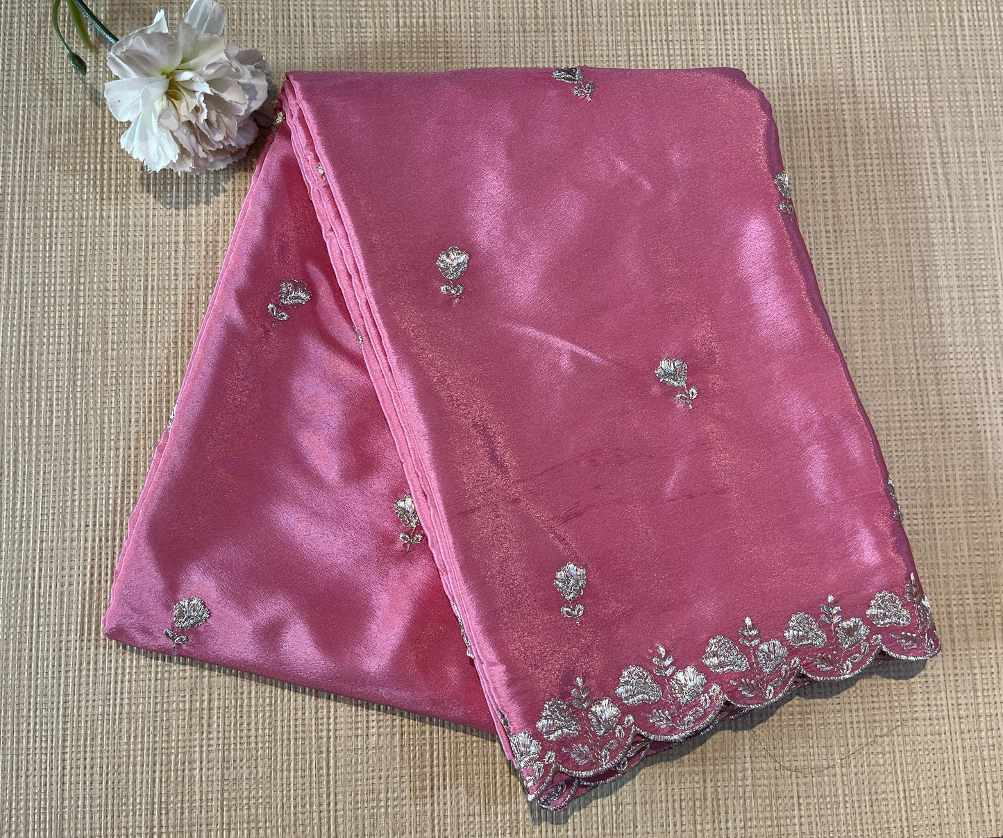 Chiffon silver thread Saree