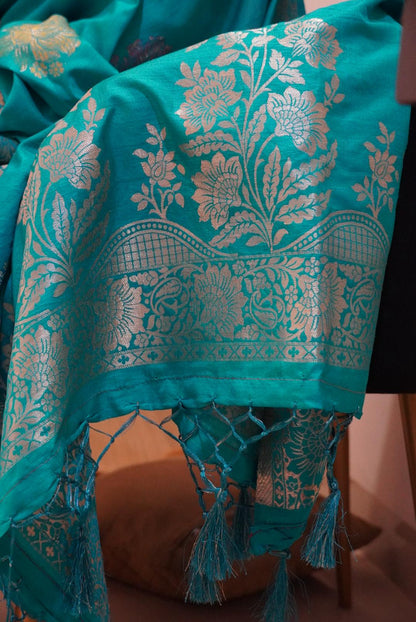 Blue Malai Pattu saree