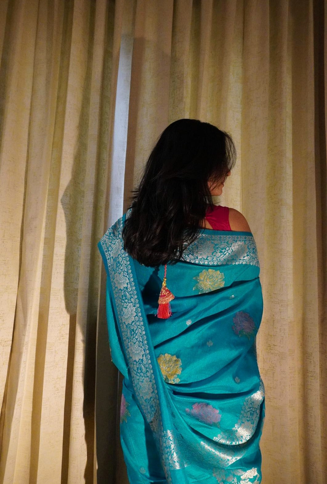 Blue Malai Pattu saree