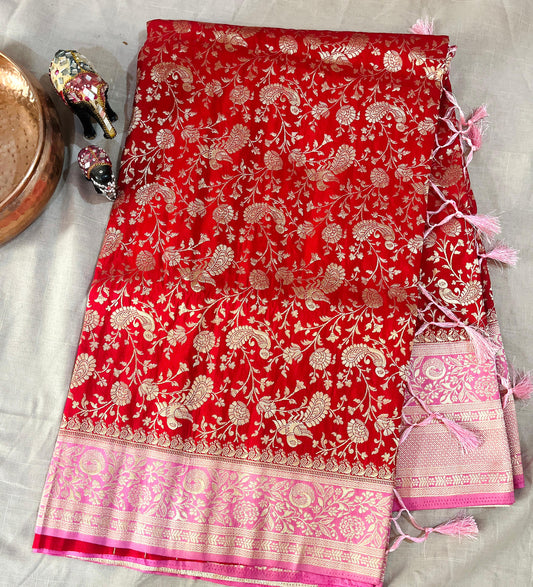 Royal Crimson Banarasi Katan Silk Saree