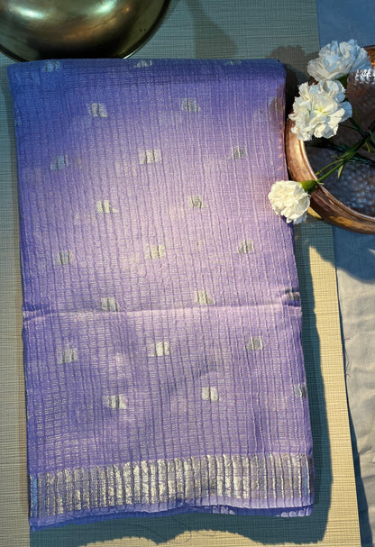 Violet silver chanderi saree