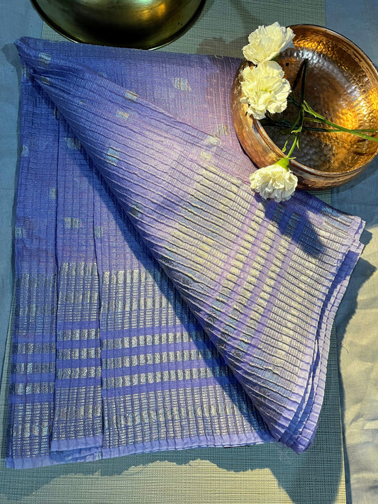 Violet silver chanderi saree