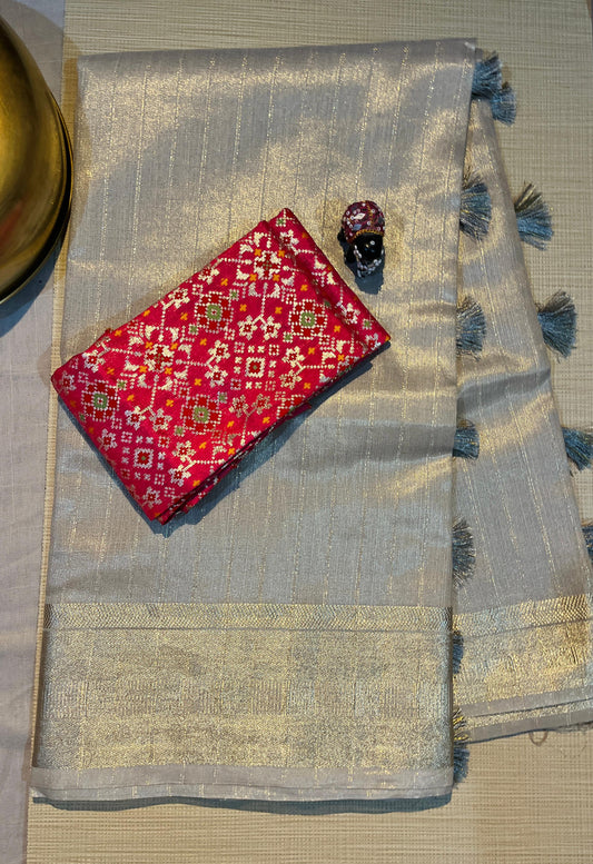 Silver Tissue Saree