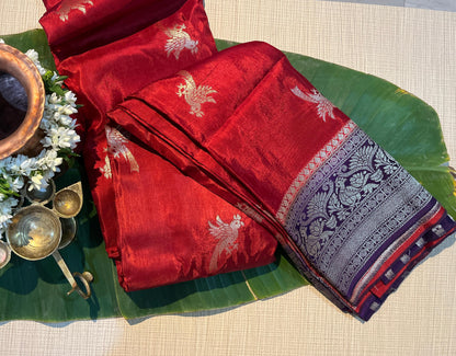 Parrot silver Zari Kanchi