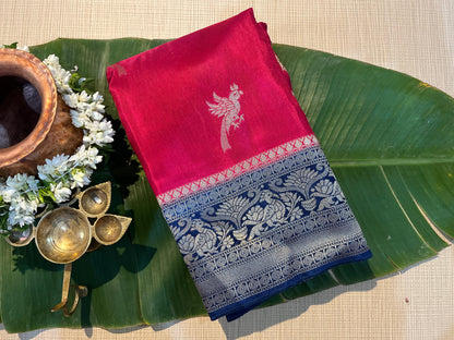 Parrot silver Zari Kanchi