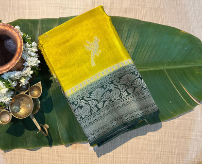 Parrot silver Zari Kanchi