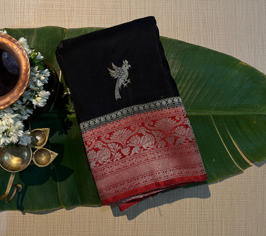 Parrot silver Zari Kanchi