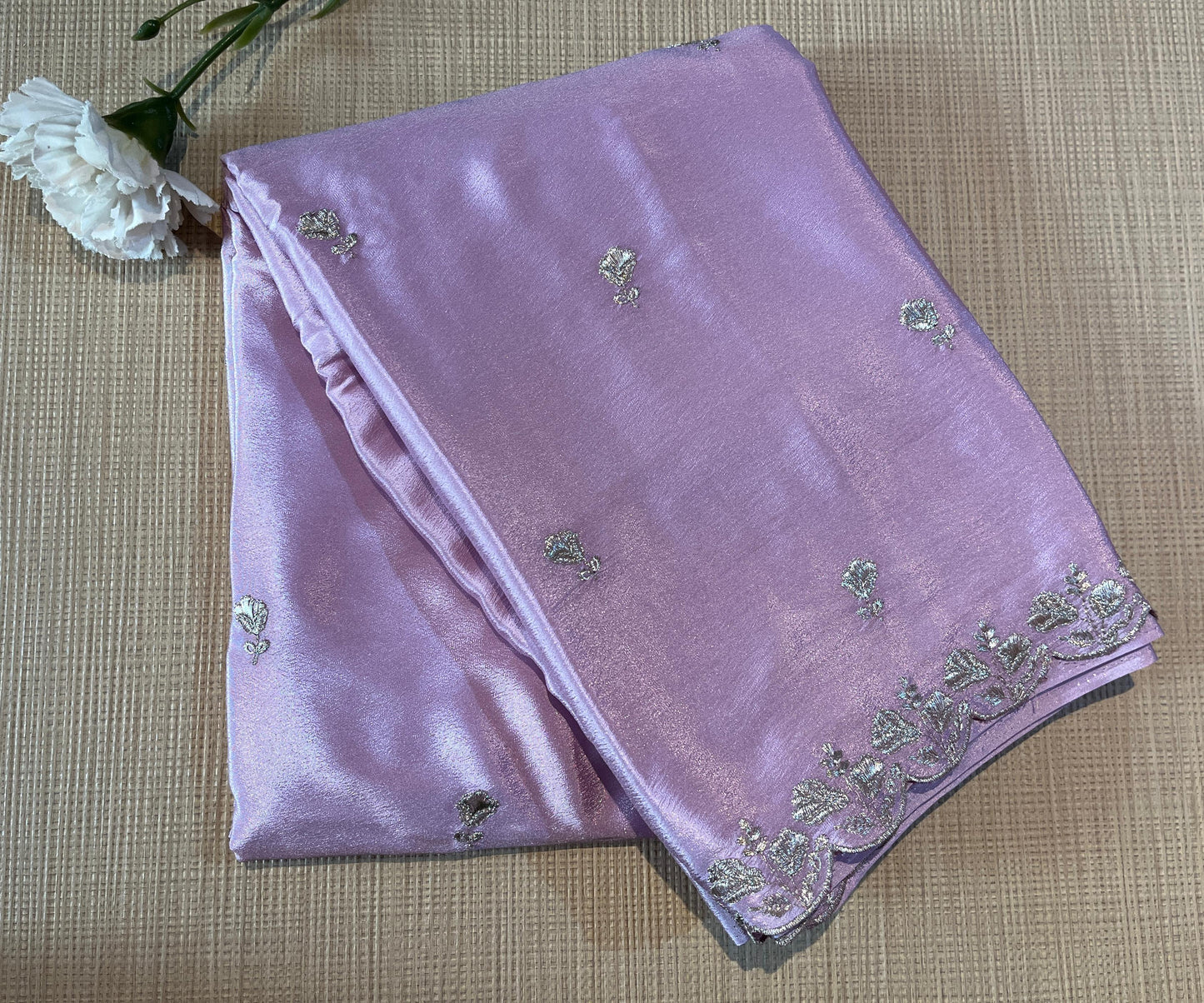 Chiffon silver thread Saree