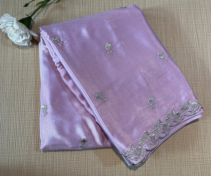 Chiffon silver thread Saree