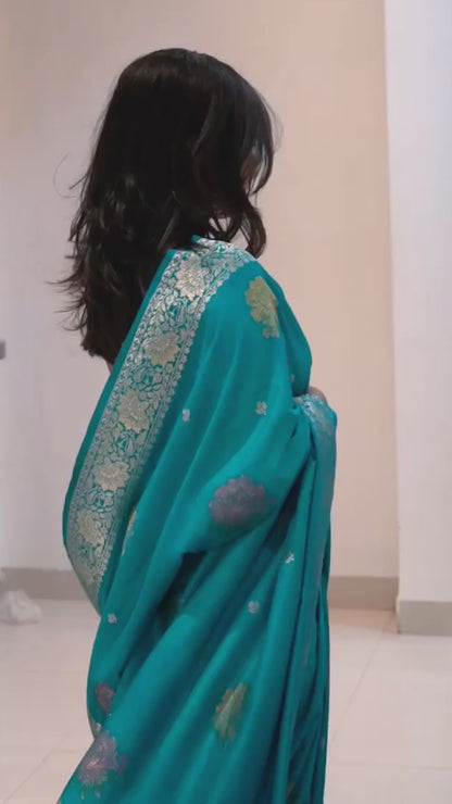 Blue Malai Pattu saree